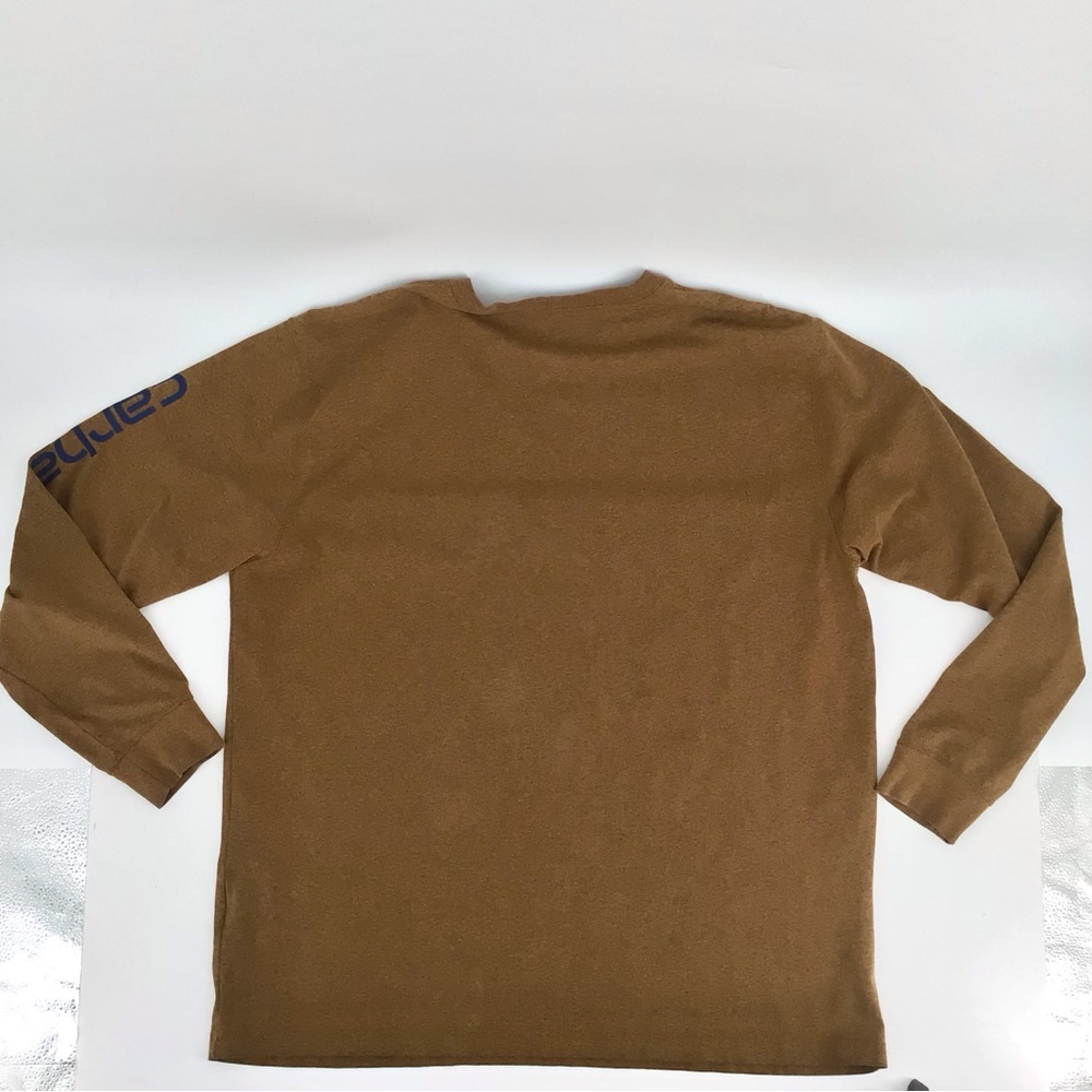 Carhartt Brown Long Sleeve Shirt Arm Logo Spell Out Size XL - Picture 12 of 12